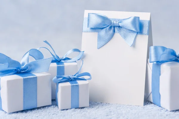 Greeting card with gifts — Stock Photo, Image