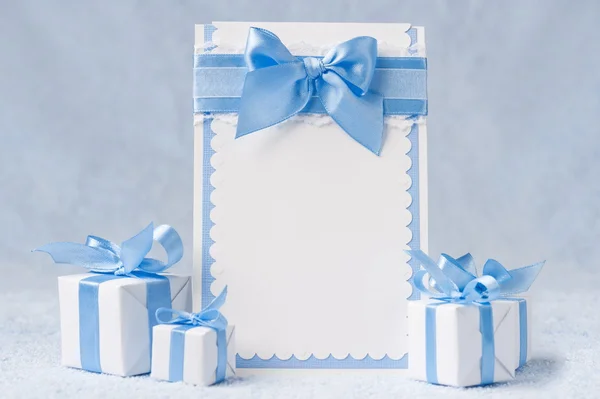 Greeting card with gifts — Stock Photo, Image