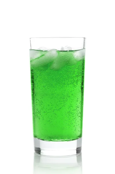 Green drink in a glass with the ice — Stock Photo, Image