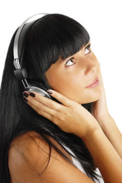 Girl in headphones — Stock Photo, Image