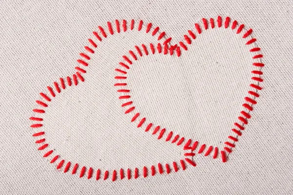 Embroidered hearts — Stock Photo, Image