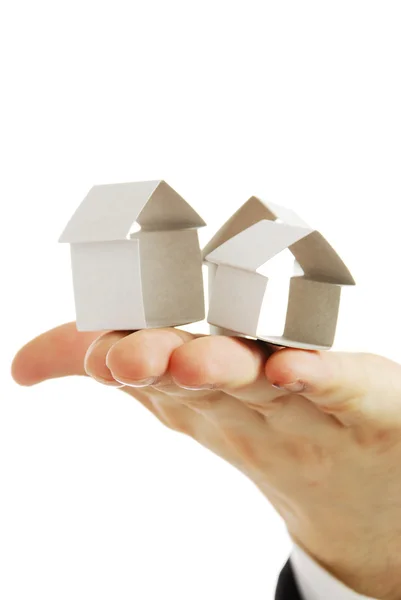 Paper house on hand — Stock Photo, Image