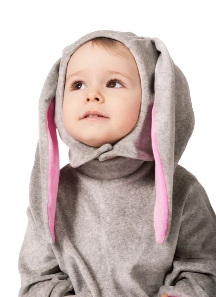Dítě v obleku zajíc — Stock fotografie