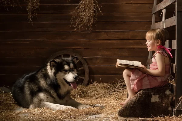 Mädchen und Hund — Stockfoto