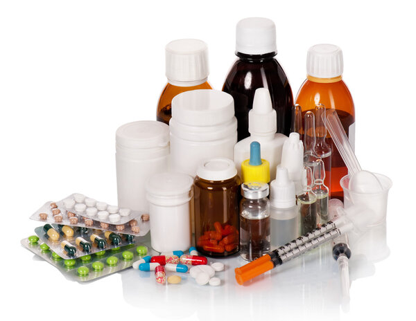 Medical bottles and tablets