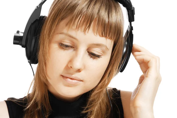 Girl in headphones — Stock Photo, Image