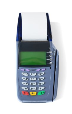 Payment terminal on white