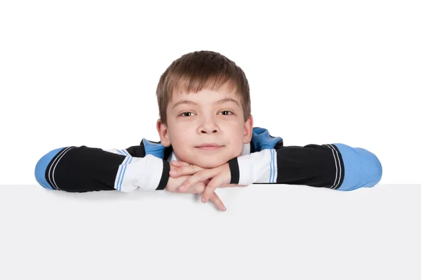 Boy with empty poster — Stock Photo, Image