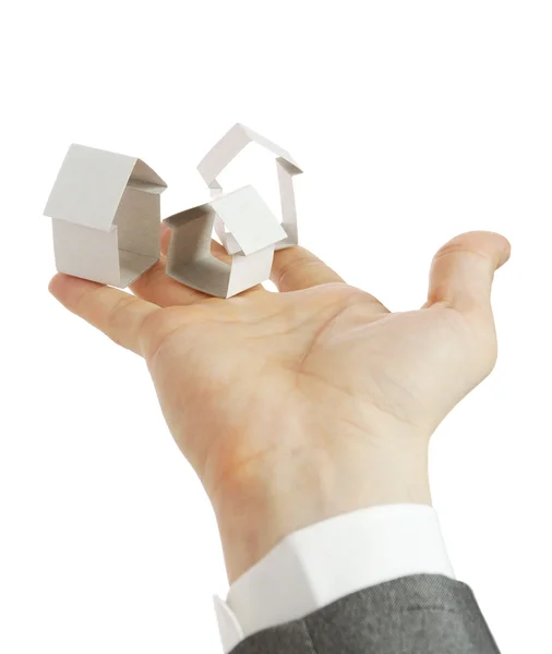 Paper house on hand — Stock Photo, Image