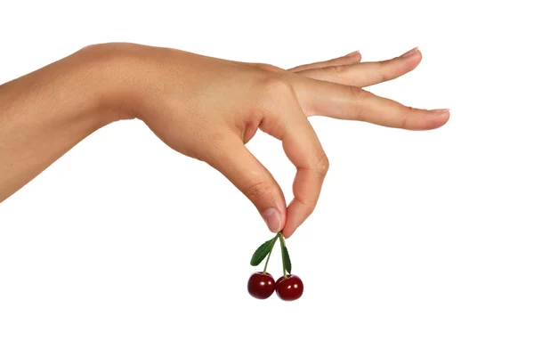 Cherry in hand — Stock Photo, Image