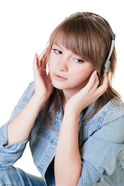 Girl with headphones — Stock Photo, Image