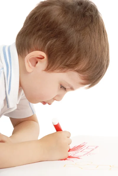 Chlapec kreslí — Stock fotografie