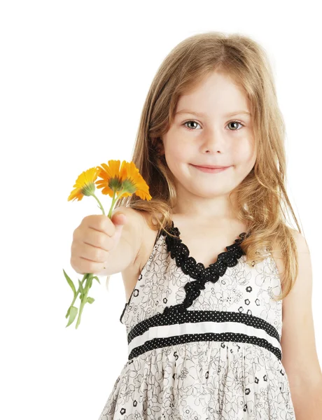 Girl and flowers — Stock Photo, Image