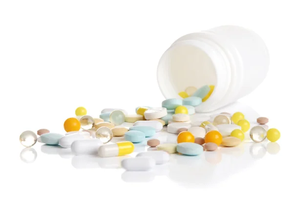 Behållare med tabletter — Stockfoto
