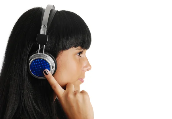 Girl in headphones — Stock Photo, Image