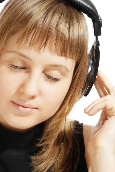 Girl in headphones — Stock Photo, Image