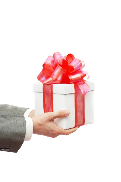 Der Geschäftsmann, der Ihnen ein Geschenk macht — Stockfoto