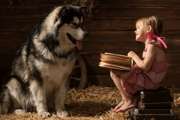 Mädchen und Hund — Stockfoto