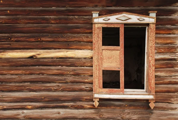 Ściana starego drewnianego domu — Zdjęcie stockowe