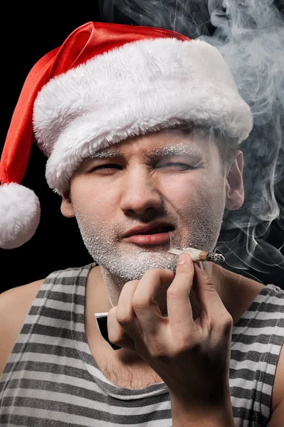 Père Noël avec une cigarette — Photo