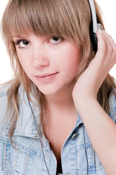 Girl with headphones — Stock Photo, Image