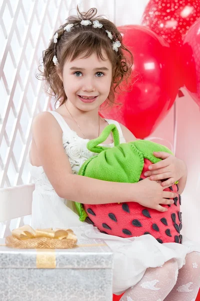 Little girl on her birthday — Stock Photo, Image