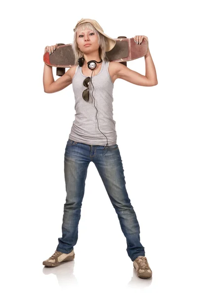 Ragazza con skateboard — Foto Stock