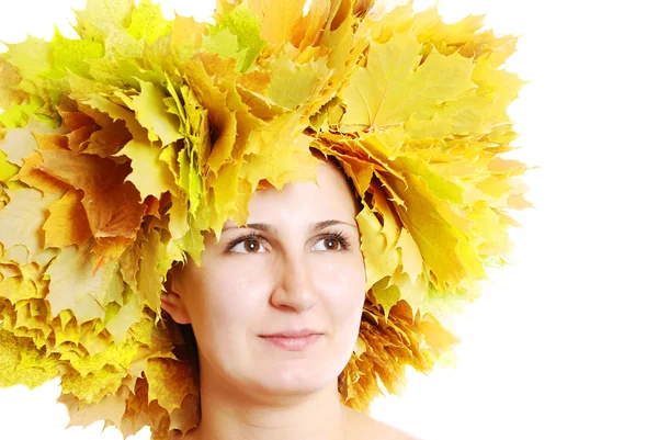 Woman with leaves — Stock Photo, Image