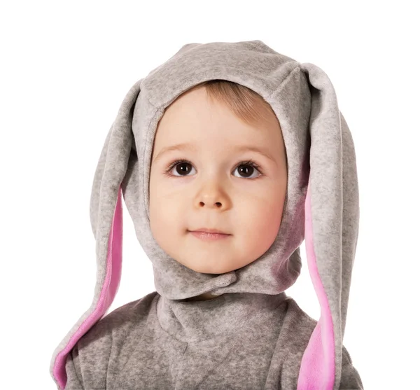 Ребенок в костюме зайца — стоковое фото