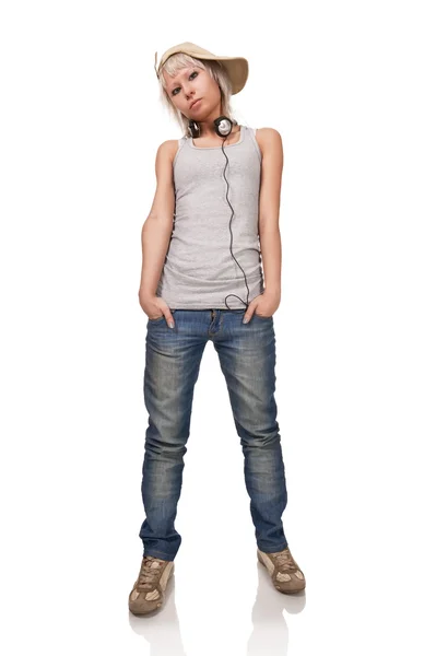 Girl - teenager in headphones — Stock Photo, Image