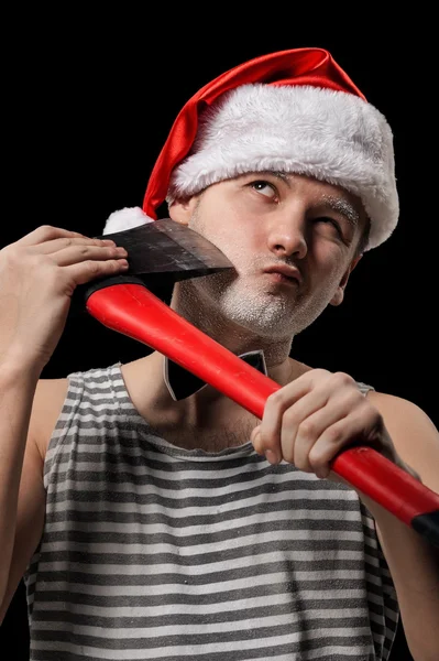 Père Noël avec une hache — Photo