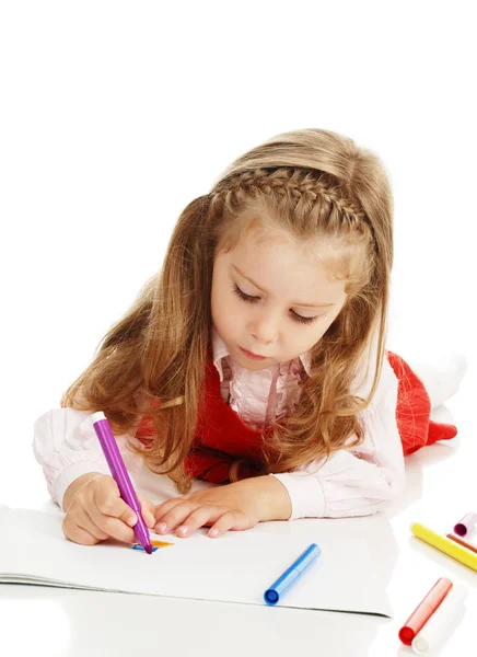 Девушка с ручкой — стоковое фото