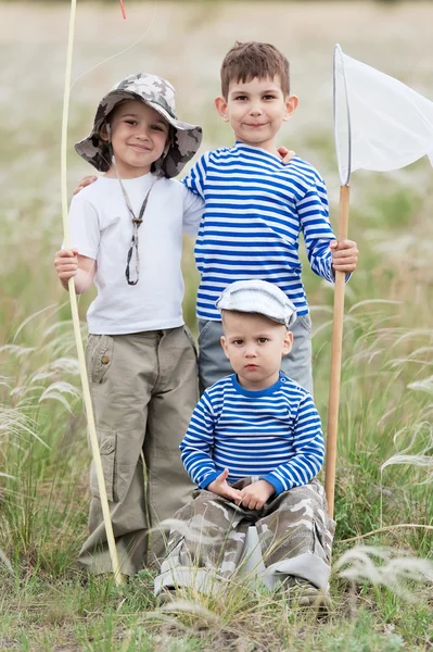 Fiskare på ängen — Stockfoto