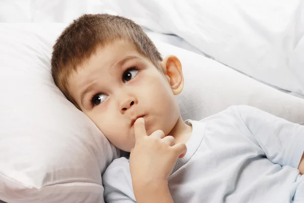 Little boy with inflated cheeks — Stock Photo, Image