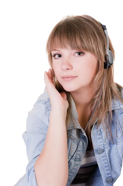 Girl with headphones — Stock Photo, Image