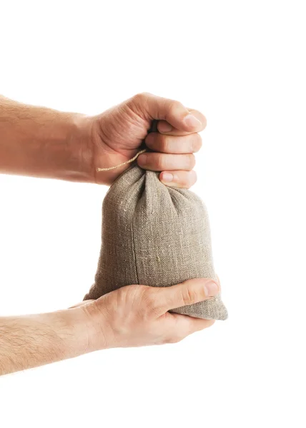 Full bag in a hand of the person — Stock Photo, Image