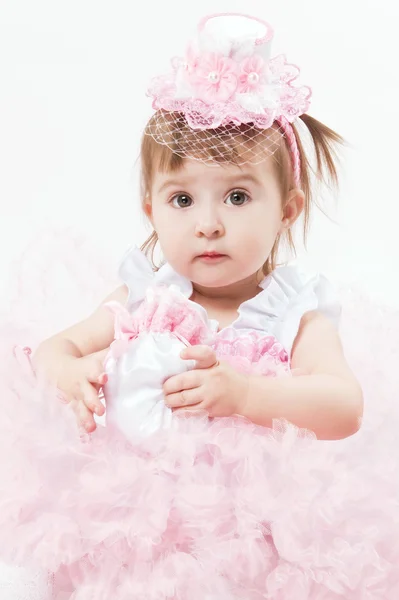 美しいピンクのドレスの少女 — ストック写真