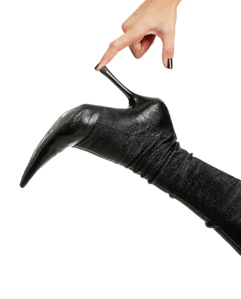 Finger on heel — Stock Photo, Image