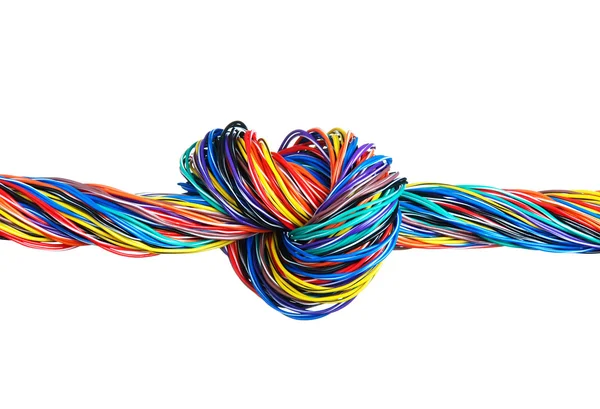 Trançado cabos de computador coloridos — Fotografia de Stock