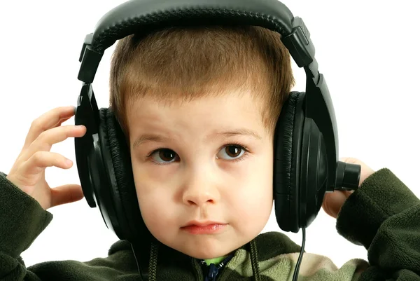 Dziecko w słuchawkach — Zdjęcie stockowe