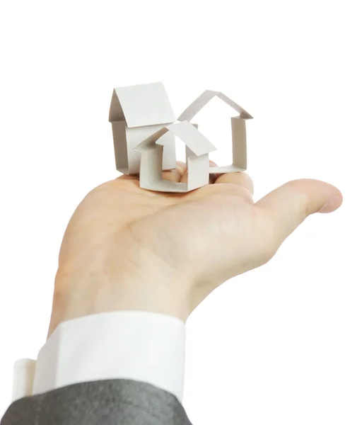 Paper house on hand — Stock Photo, Image