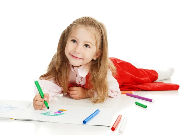 Dziewczyna z długopisem — Zdjęcie stockowe