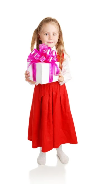 Girl with gift — Stock Photo, Image