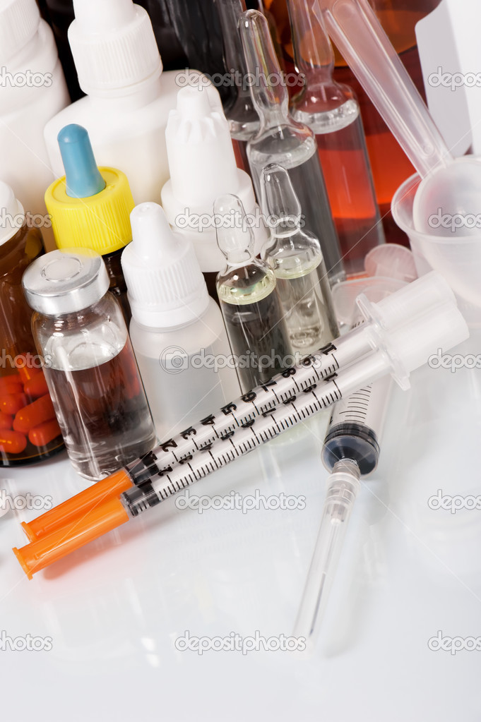 Medical bottles and tablets