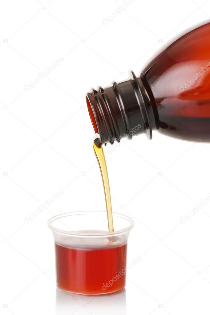 The person pours a syrup in a spoon