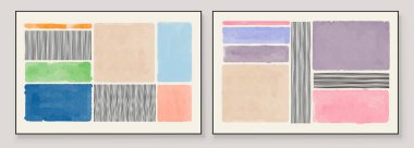 Duvar Dekorasyonu, Kartpostal, Sosyal Medya Afişi, Broşür Kapağı Tasarım Arkaplanı için El Boyalı Resimler. Modern Soyut Boyama Sanatı. Parlak renkli Vektör Deseni.