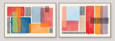 Duvar Dekorasyonu, Kartpostal, Sosyal Medya Afişi, Broşür Kapağı Tasarım Arkaplanı için El Boyalı Resimler. Modern Soyut Boyama Sanatı. Parlak renkli Vektör Deseni.