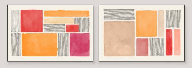 Duvar Dekorasyonu, Kartpostal, Sosyal Medya Afişi, Broşür Kapağı Tasarım Arkaplanı için El Boyalı Resimler. Modern Soyut Boyama Sanatı. Parlak renkli Vektör Deseni.