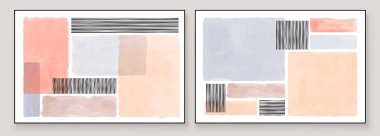 Duvar Dekorasyonu Sanatı, Kartpostal, Sosyal Medya Afişi, Broşür Kapağı Tasarım Arkaplanı için El Boyalı Resimler. Modern Soyut Boyama Sanatı. Vektör Deseni