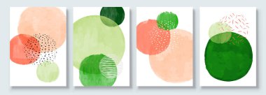 Kartpostal, Sosyal Medya Sancağı, Broşür Kapağı Tasarımı veya Duvar Dekorasyonu İçin El Boyalı Resimler. Modern Soyut Boyama Sanatı. Vektör Deseni.